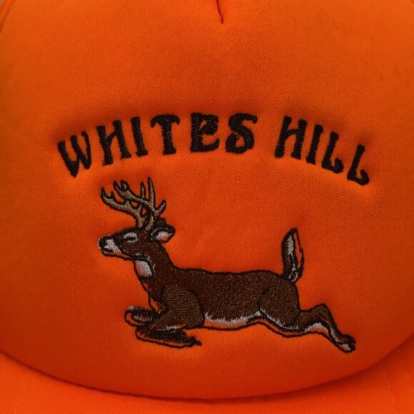 Whites Hill Hunting Deer Orange Hat Snapback Trucker Foam Cap Vintage - Picture 3 of 10